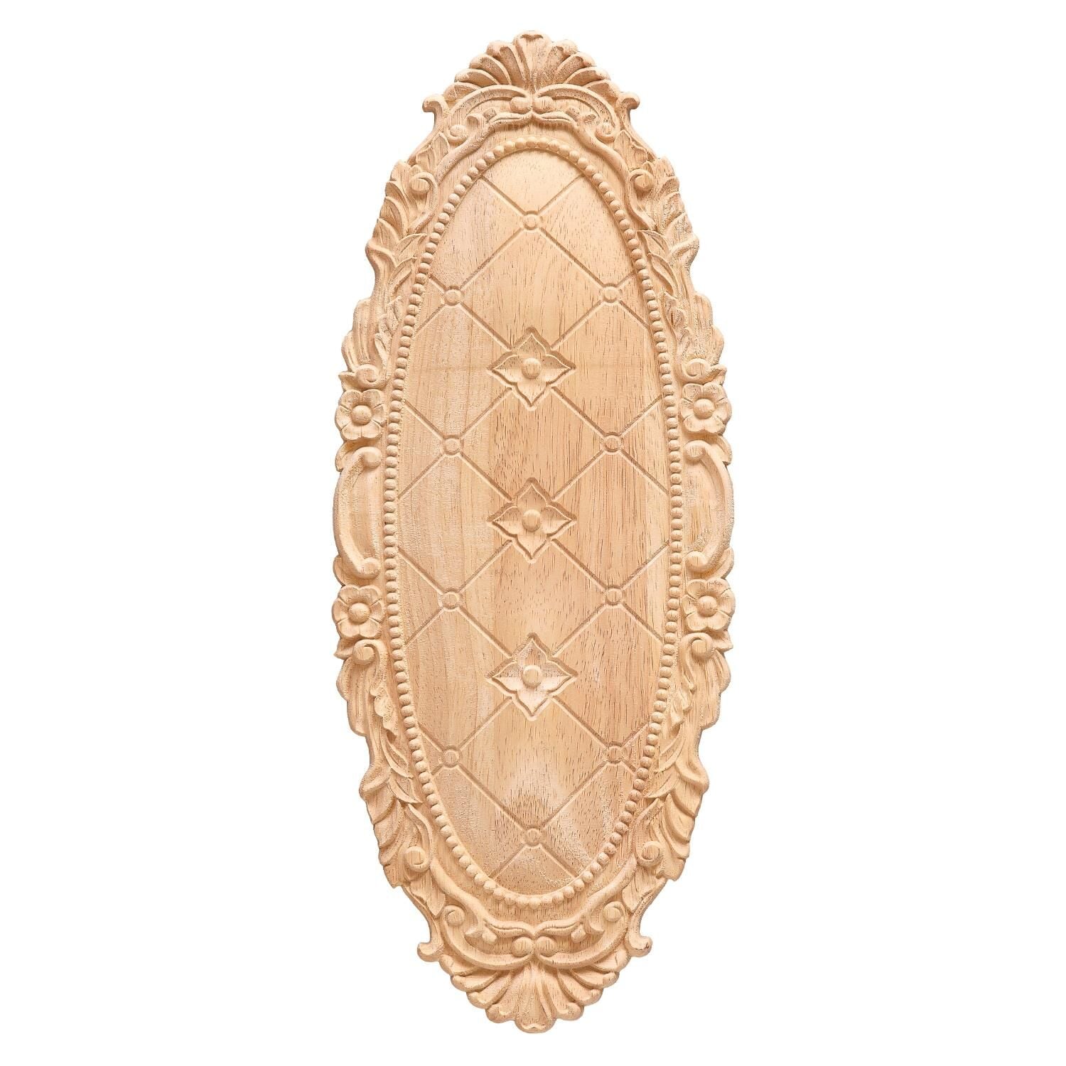 Aplik Orta Göbek Boyanabilir Ahşap Desenli İşlemeli Dekoratif Aksesuar 40x20x1,5 cm OGM24