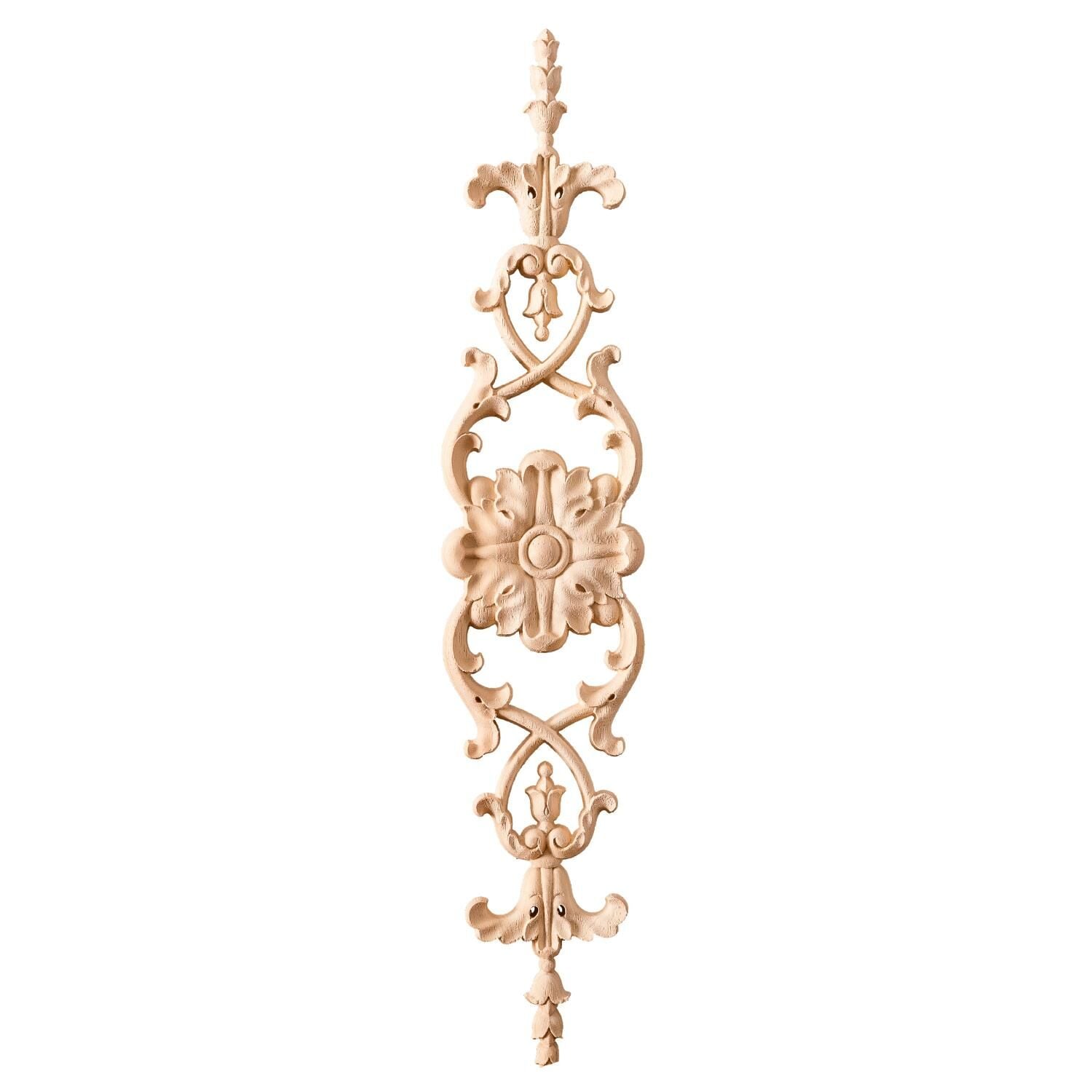 Aplik Orta Göbek Boyanabilir Ahşap Desenli İşlemeli Dekoratif Aksesuar 50x10x1,2 cm OGM20