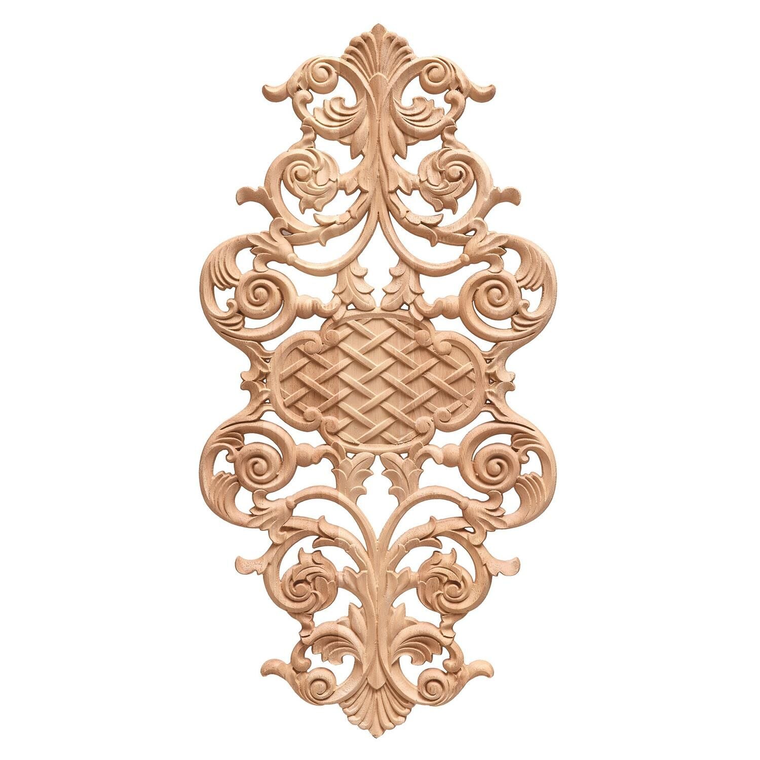 Aplik Orta Göbek Boyanabilir Ahşap Desenli İşlemeli Dekoratif Aksesuar 60x30x1,2 cm OGM22