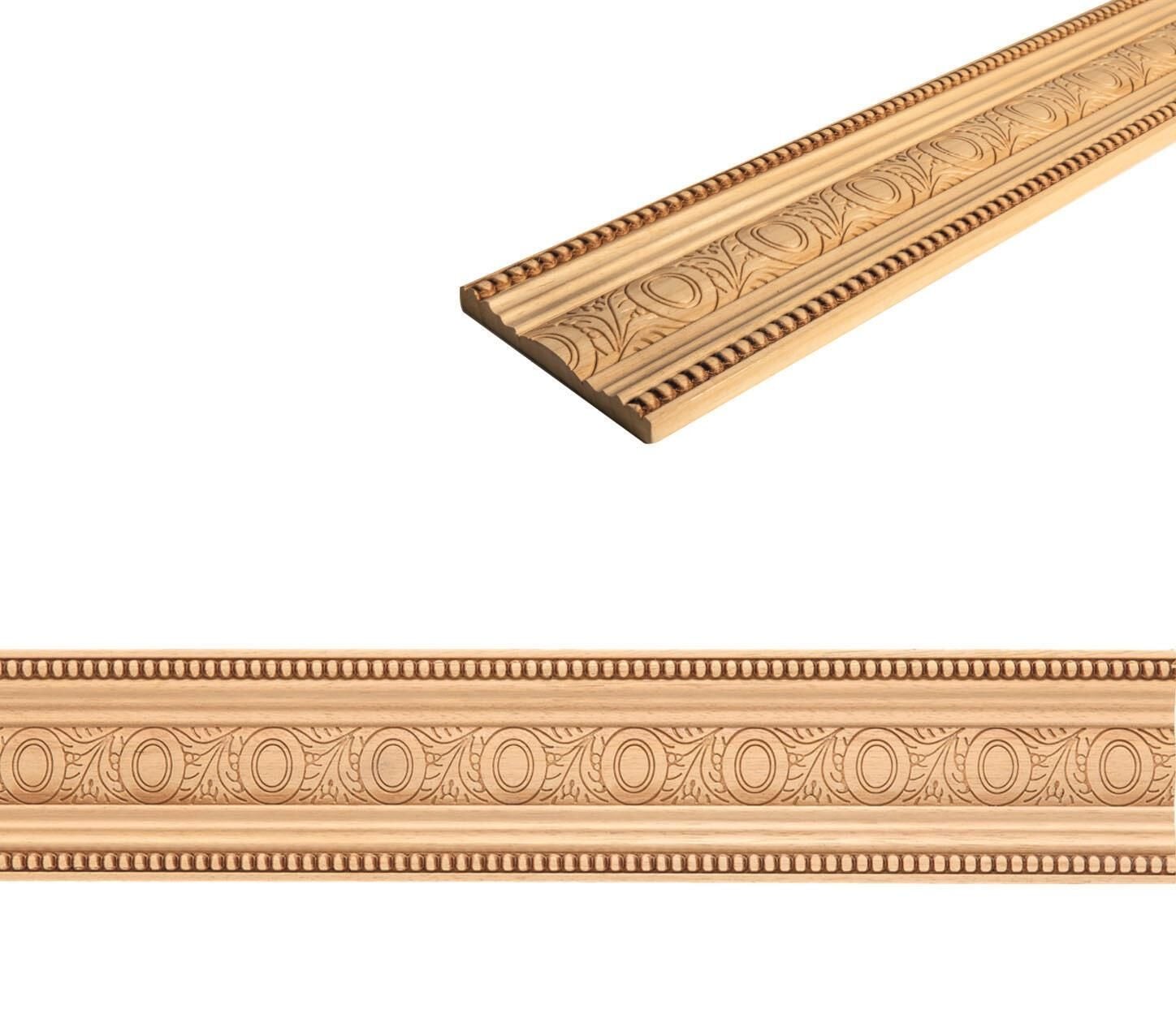 Ayous Ahşap Oyma İşlemeli Yaprak Desenli Çıta Boyanabilir Dekoratif Aksesuar 120x17 mm MAC27