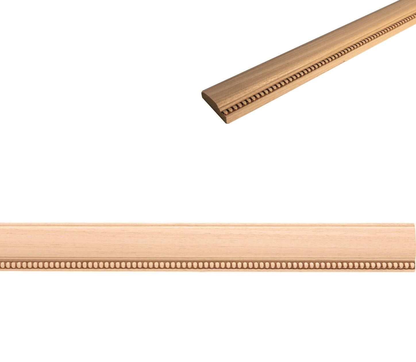 Ayous Ahşap Oyma İşlemeli Boncuk Desenli Çıta Boyanabilir Dekoratif Aksesuar 70x38 mm MAC35