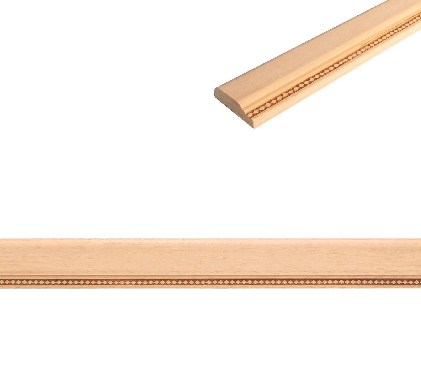 Ayous Ahşap Oyma İşlemeli Baklava Desenli Çıta Boyanabilir Dekoratif Aksesuar 70x21 mm MAC39