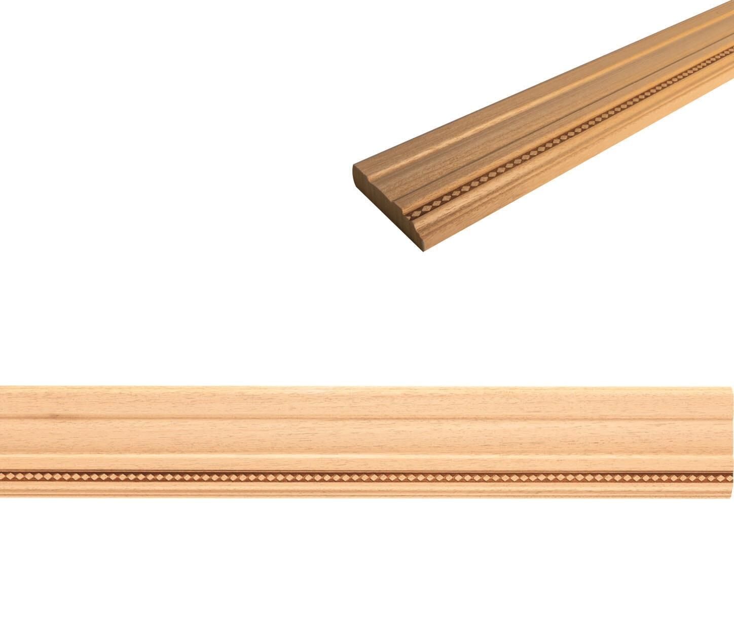 Ayous Ahşap Oyma İşlemeli Baklava Desenli Çıta Boyanabilir Dekoratif Aksesuar 90x22 mm MAC40