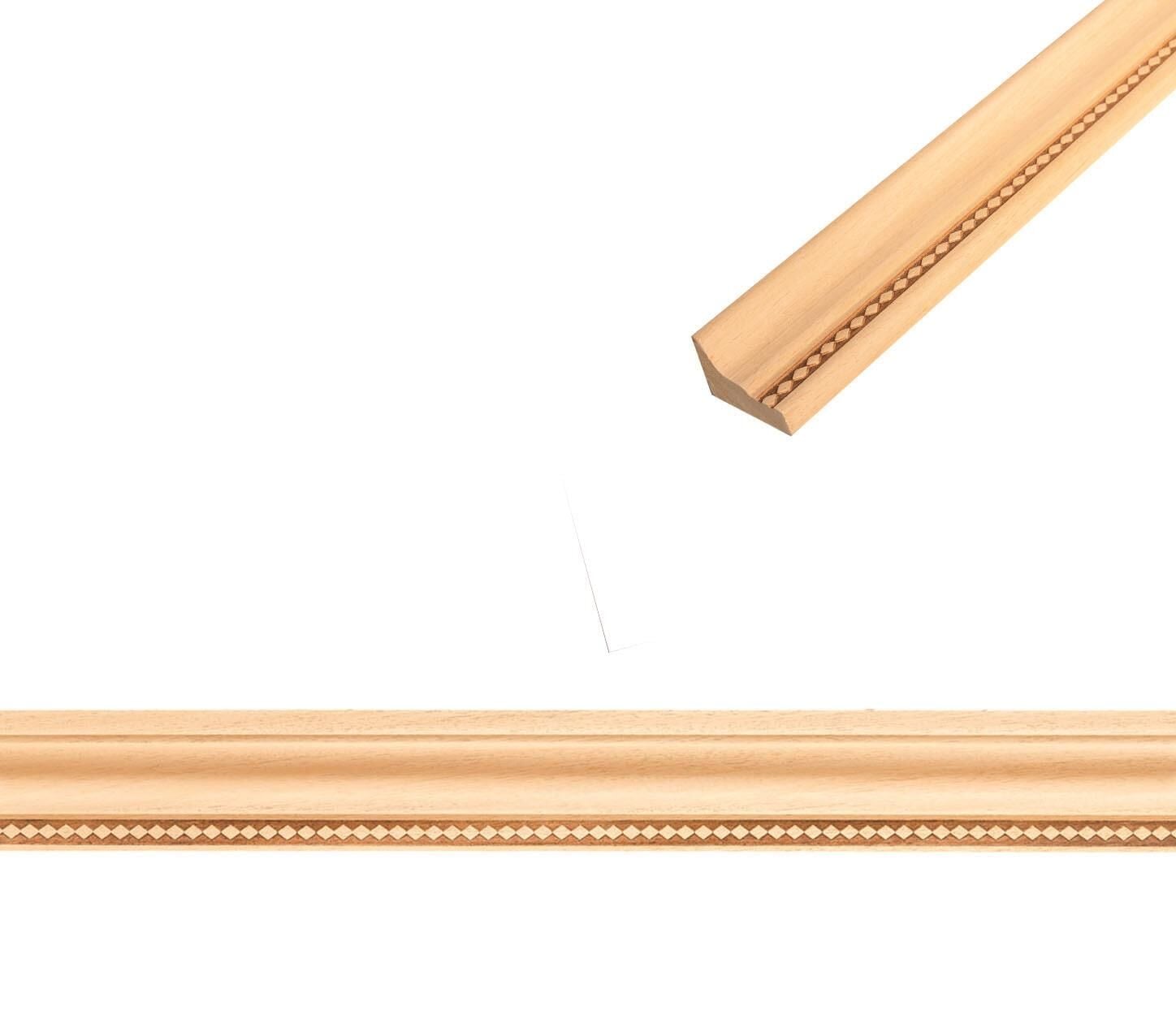 Ayous Ahşap Oyma İşlemeli Baklava Desenli Çıta Boyanabilir Dekoratif Aksesuar 70x38 mm MAC42