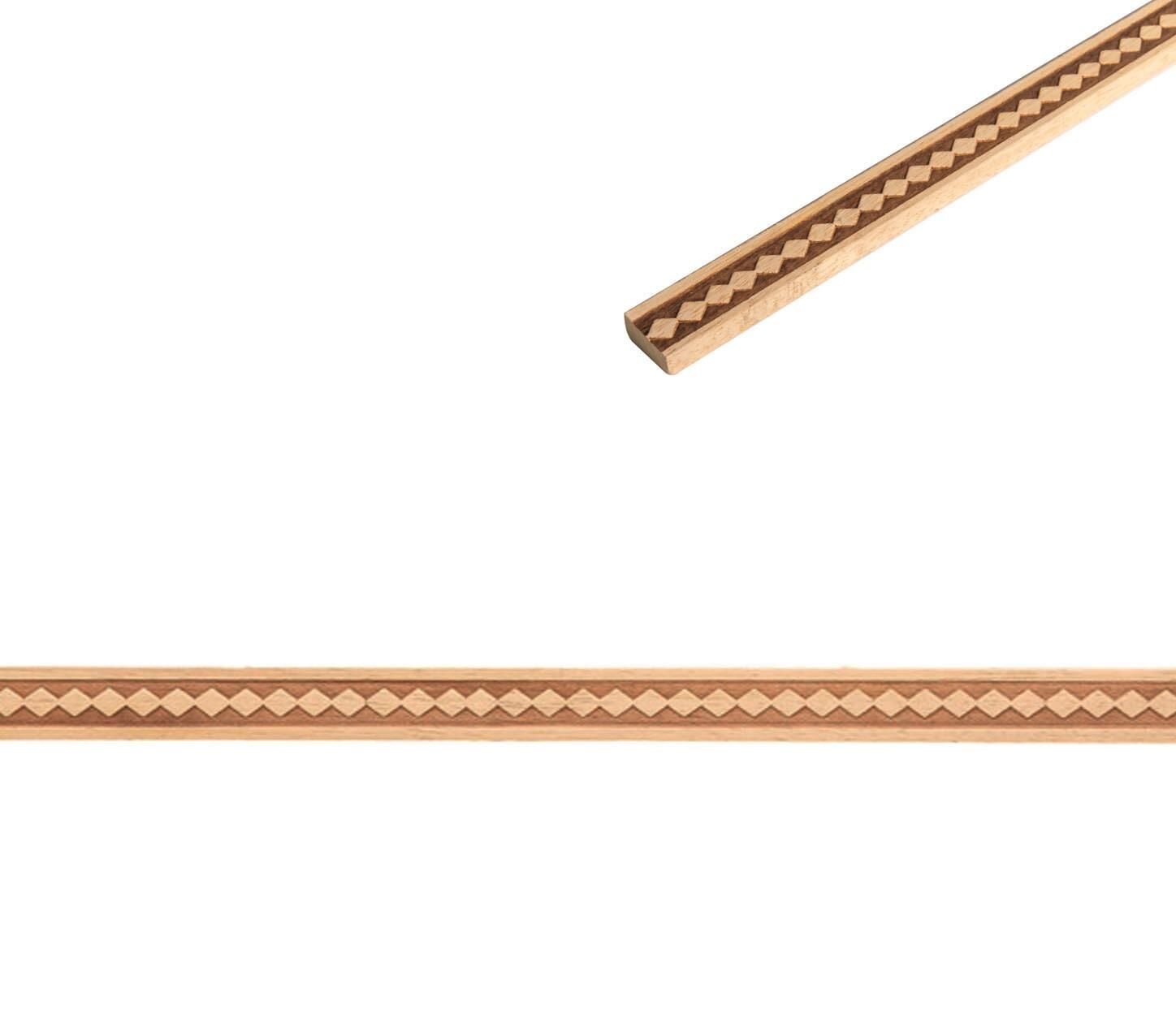 Ayous Ahşap Oyma İşlemeli Baklava Desenli Çıta Boyanabilir Dekoratif Aksesuar 20x8 mm MAC54