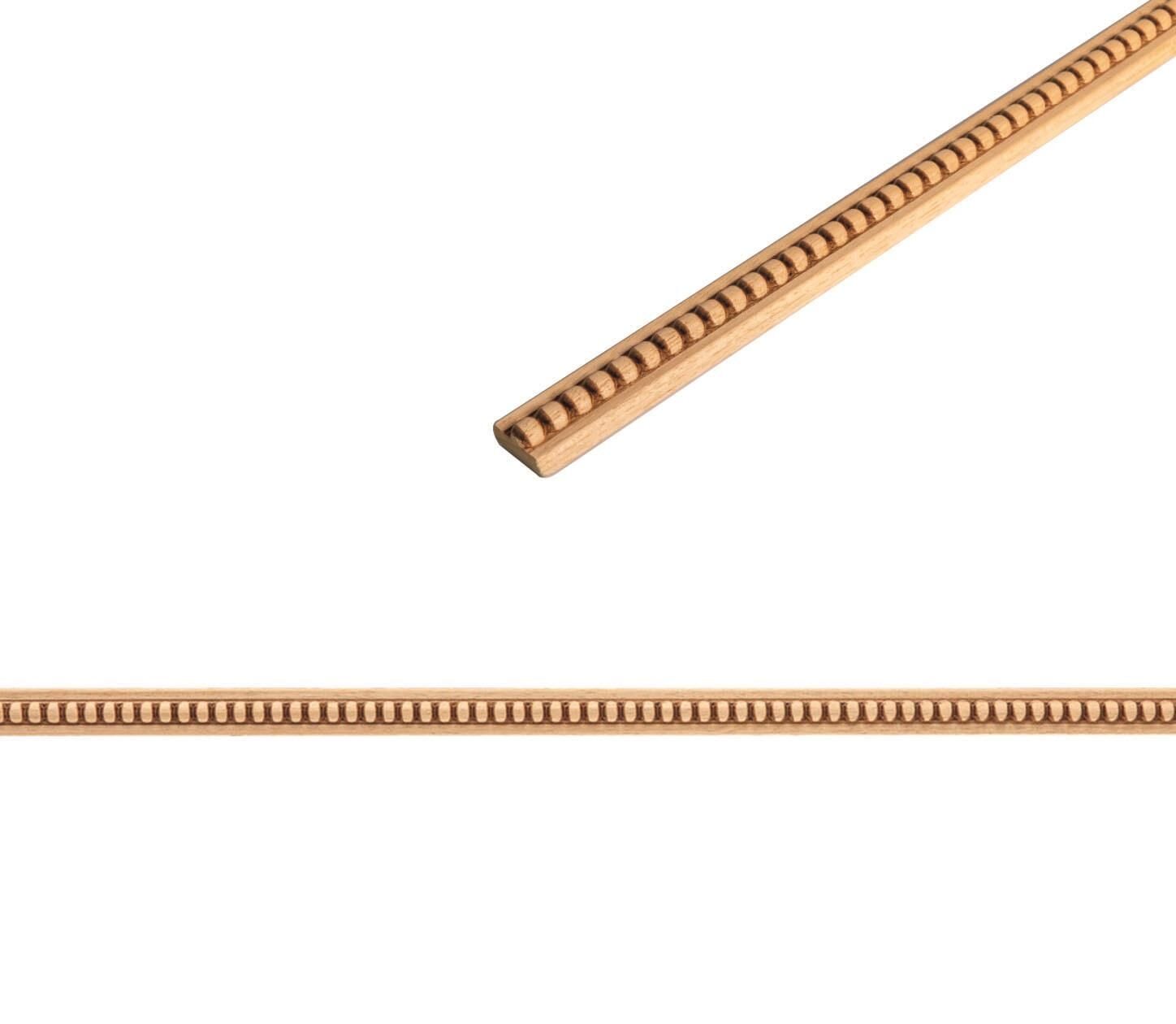 Ayous Ahşap Oyma İşlemeli Boncuk Desenli Çıta Boyanabilir Dekoratif Aksesuar 20x10 mm MAC56