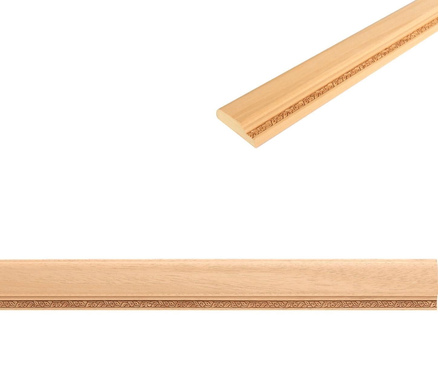Ayous Ahşap Oyma İşlemeli Çiçek Desenli Çıta Boyanabilir Dekoratif Aksesuar 70x21 mm MAC71
