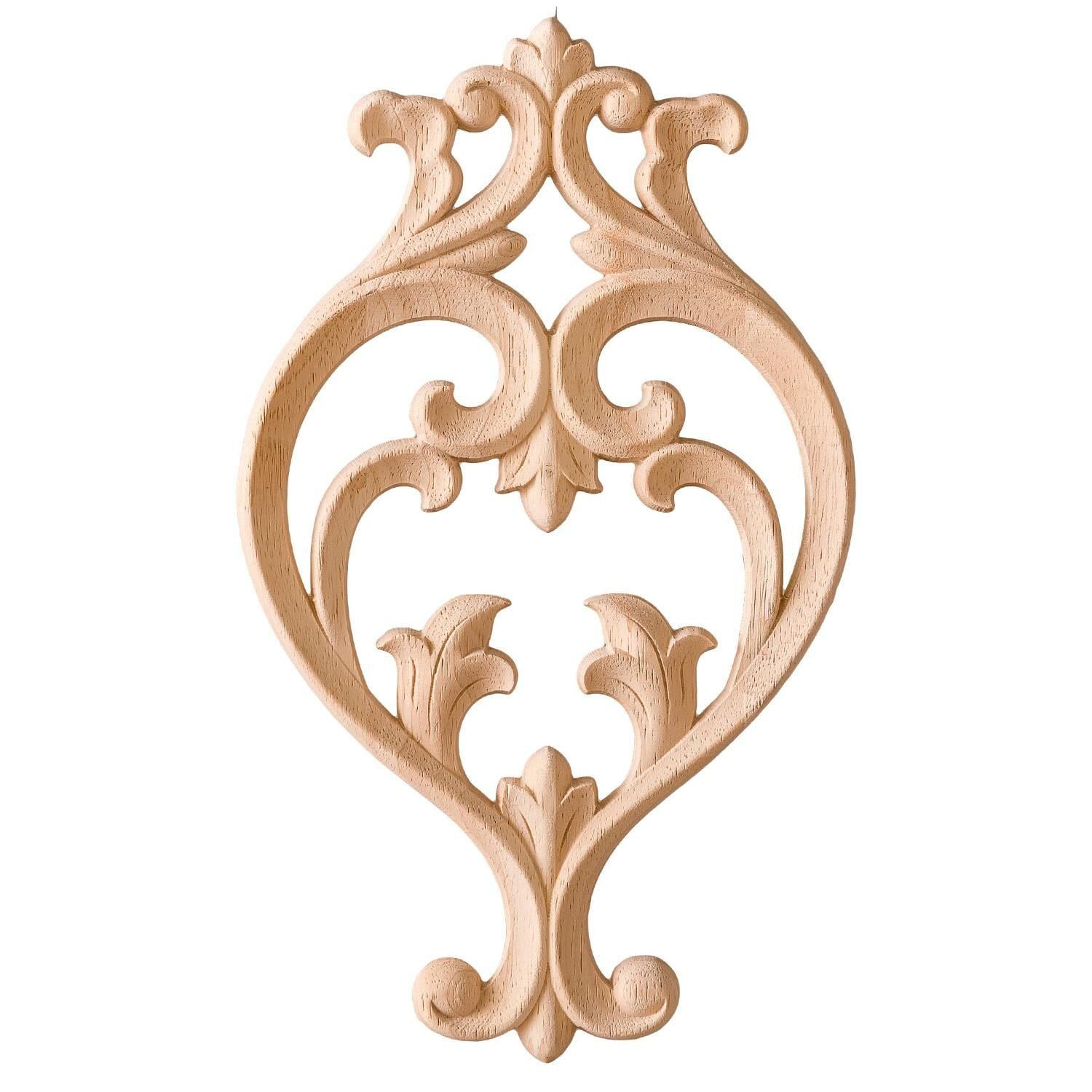 Aplik Orta Göbek Boyanabilir Ahşap Desenli İşlemeli Dekoratif Aksesuar 30x17x1 cm OGM02