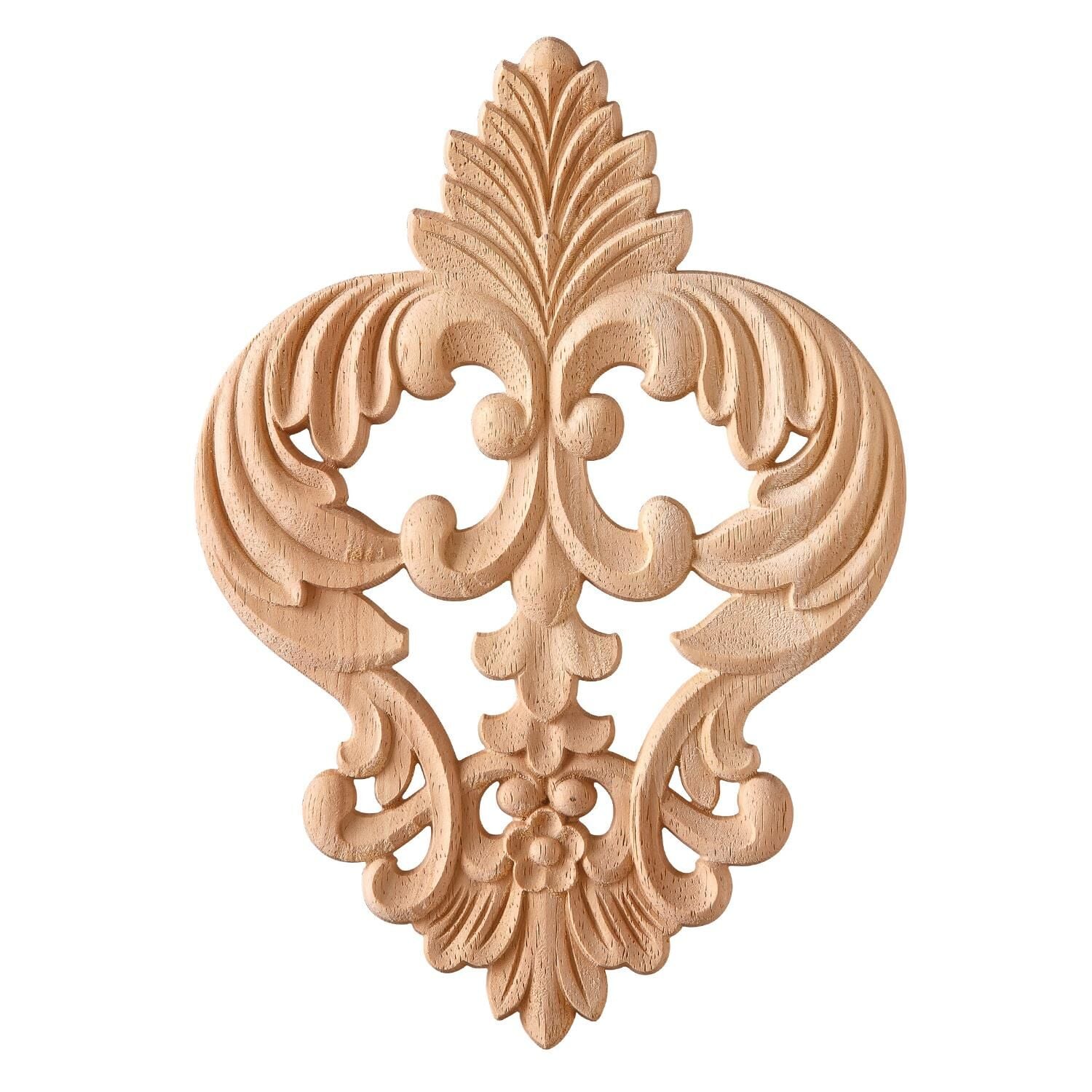 Aplik Orta Göbek Boyanabilir Ahşap Desenli İşlemeli Dekoratif Aksesuar 25x15x0,9 cm OGM05