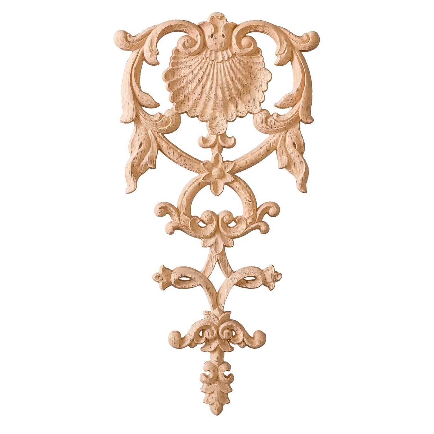 Aplik Orta Göbek Boyanabilir Ahşap Desenli İşlemeli Dekoratif Aksesuar 35x17x1 cm OGM09