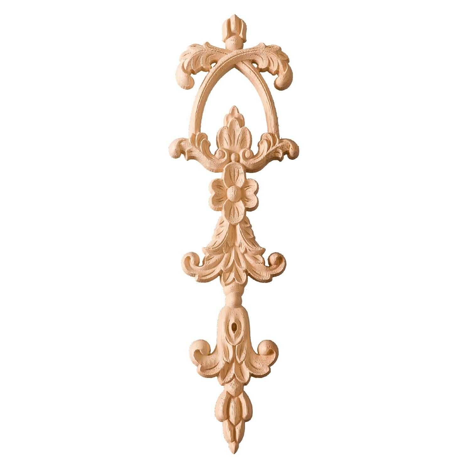 Aplik Orta Göbek Boyanabilir Ahşap Desenli İşlemeli Dekoratif Aksesuar 25x8x1,2 cm OGM11