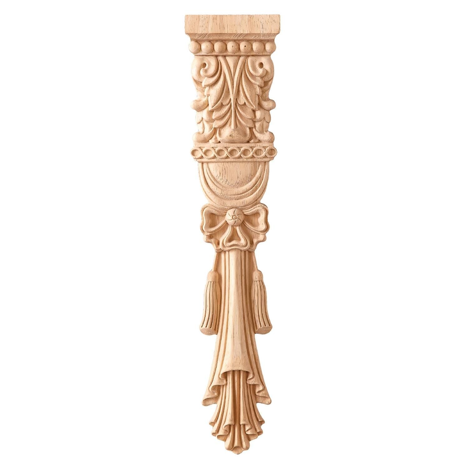 Aplik Orta Göbek Boyanabilir Ahşap Desenli İşlemeli Dekoratif Aksesuar 25x5x1,4 cm OGM15