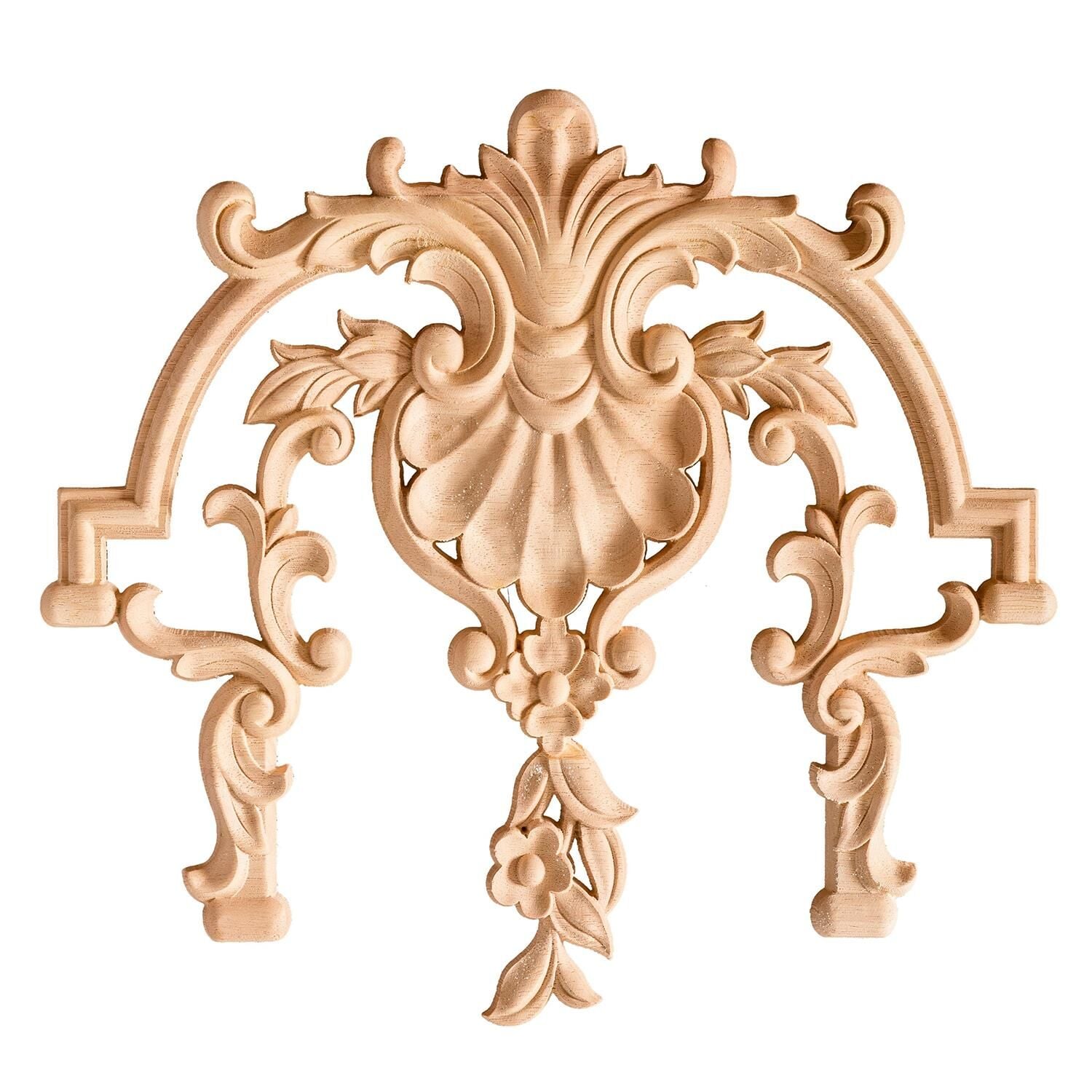 Aplik Orta Göbek Boyanabilir Ahşap Desenli İşlemeli Dekoratif Aksesuar 30x28x1,2 cm OGM42