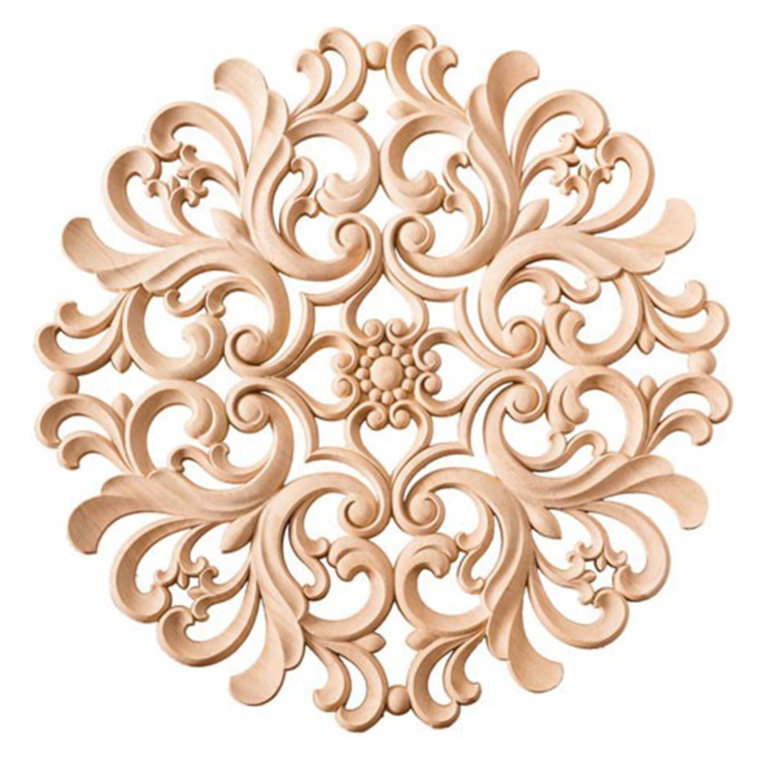 Aplik Orta Göbek Boyanabilir Ahşap Desenli İşlemeli Dekoratif Aksesuar 30x30x1,2 cm OGO04