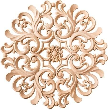 Aplik Orta Göbek Boyanabilir Ahşap Desenli İşlemeli Dekoratif Aksesuar 60x60x2 cm OGO04
