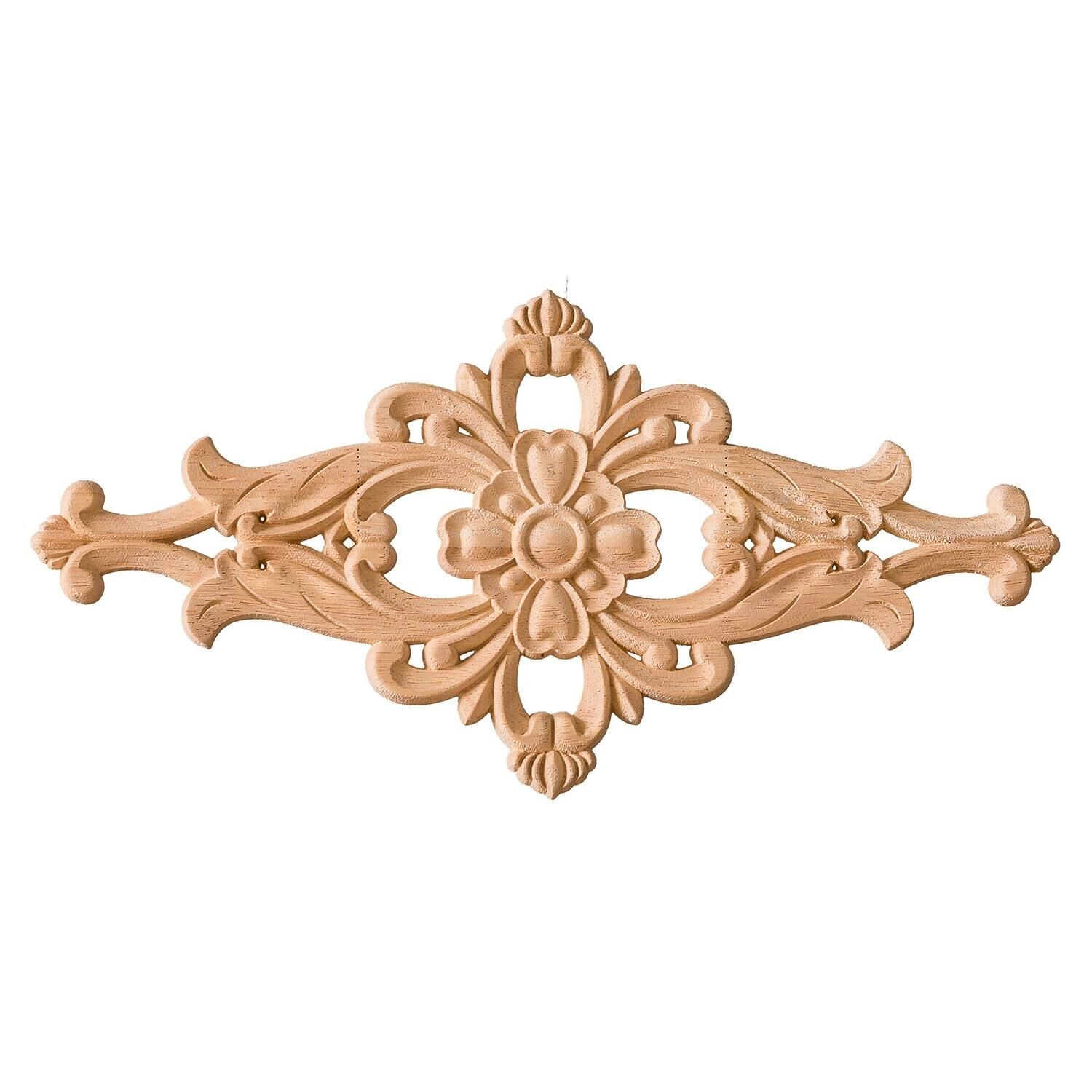 Aplik Orta Göbek Boyanabilir Ahşap Desenli İşlemeli Dekoratif Aksesuar 30x15x0,8 cm OGY10