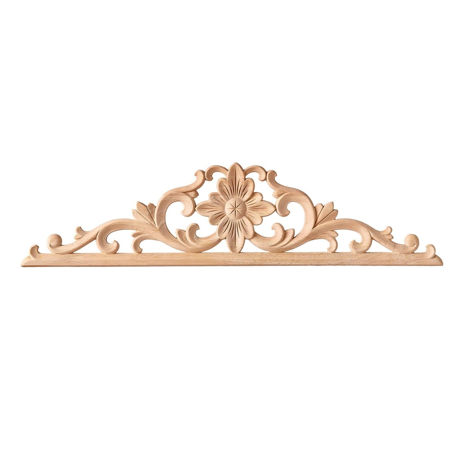 Taç Motif Aplik Oymalı Ahşap Boyanabilir Dekoratif Aksesuar 60x15x1,2 cm TAM28
