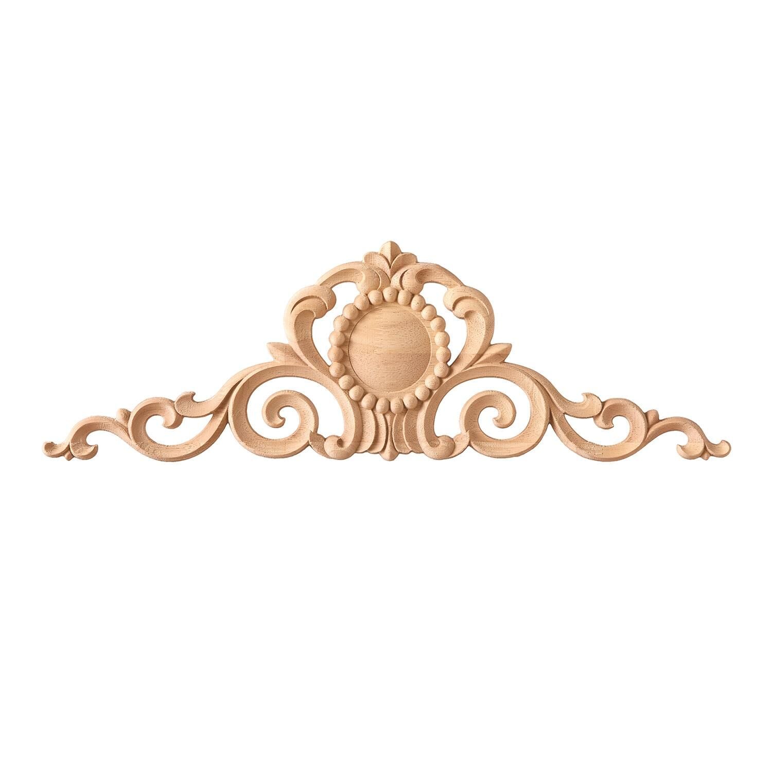 Taç Motif Aplik Oymalı Ahşap Boyanabilir Dekoratif Aksesuar 60x18x1,2 cm TAM30